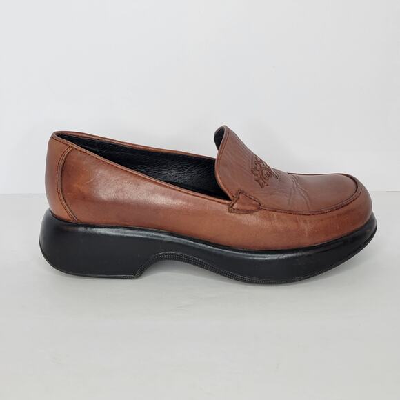 DANSKO Royal Romance Leather Embroidered Chunky Clog Loafers Brown sz 38 - Picture 7 of 10